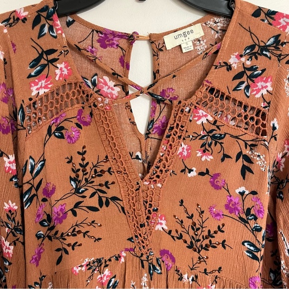 Women’s Umgee Floral Print Boho Peasant Dress Size Small READ - Picture 2 of 14